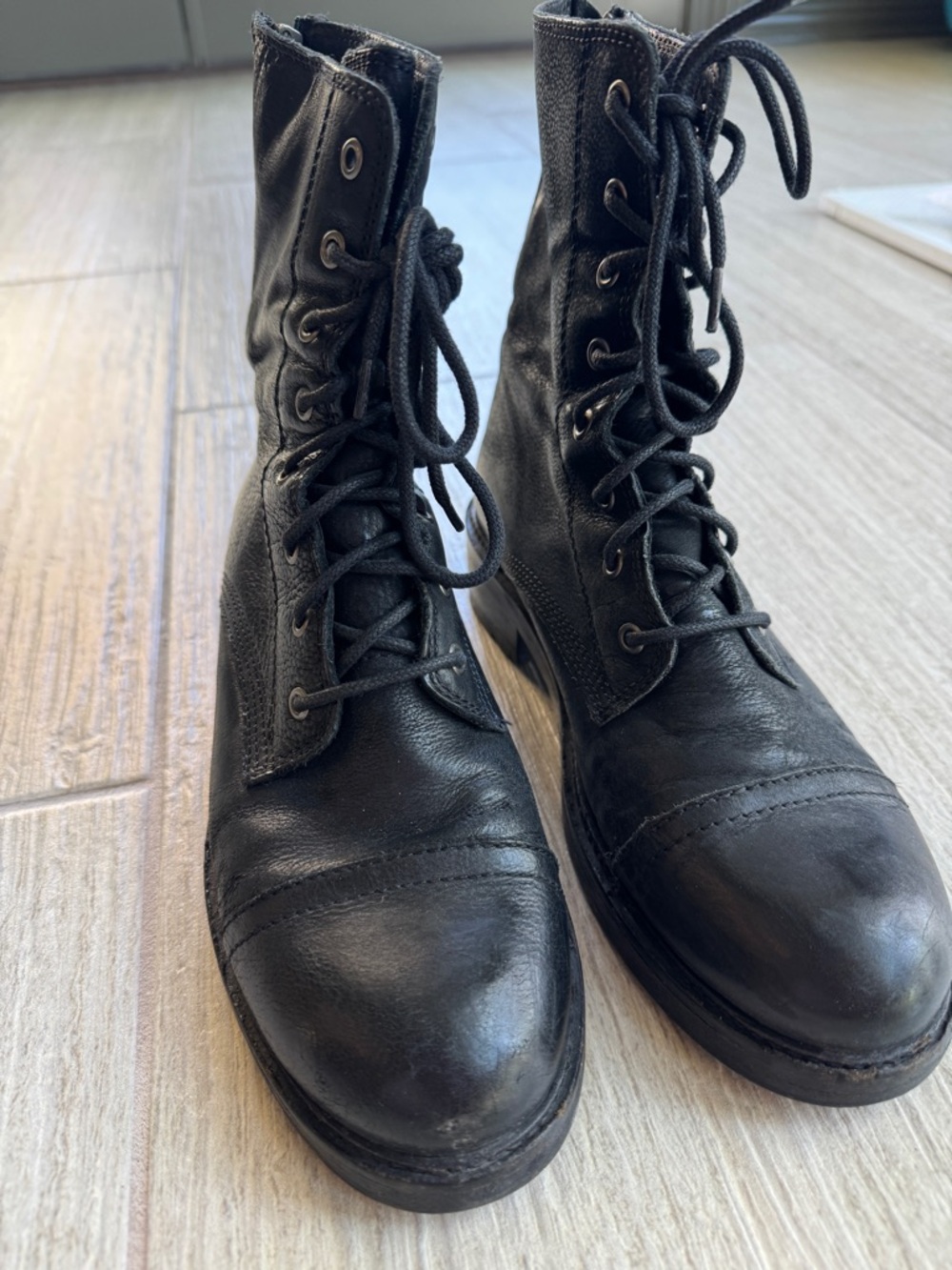AllSaints Black Leather Combat Boots